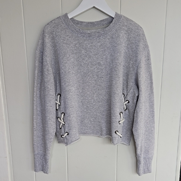 aerie Tops - Aerie Light Gray Lace-Up Sweatshirt Size XS